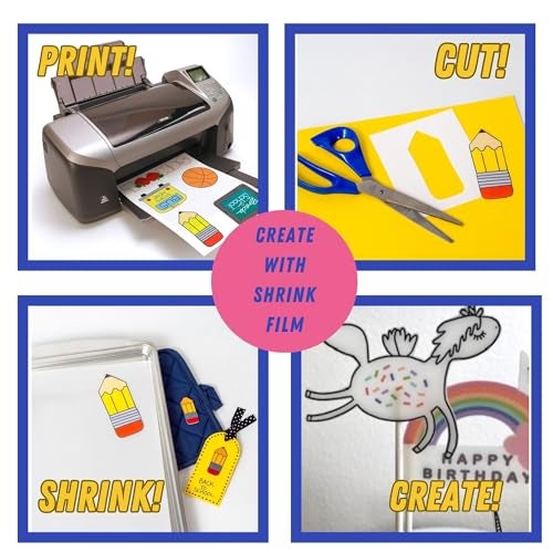 Grafix Shrink Film 8.5 x 11”, Pack of 50 – Ink-Jet Printable Shrink Sheets, Design Your Art, Print, and Shrink It to Create Jewelry, Embellishments, Paper Crafts, Ornaments and More - Image 4