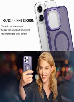 ESCASE Magnetic Case for iPhone 15 Pro, Compatible with MagSafe Shockproof Protection Cover, Translucent Matte Phone Case with Strong Magnet, Slim Case for Apple 15 Pro 6.1 Inch (2023)-Purple  - Image 4