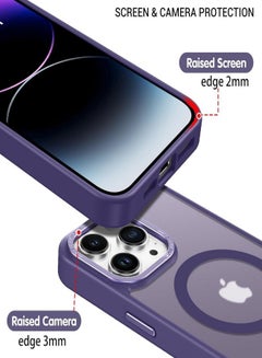 ESCASE Magnetic Case for iPhone 15 Pro, Compatible with MagSafe Shockproof Protection Cover, Translucent Matte Phone Case with Strong Magnet, Slim Case for Apple 15 Pro 6.1 Inch (2023)-Purple  - Image 5