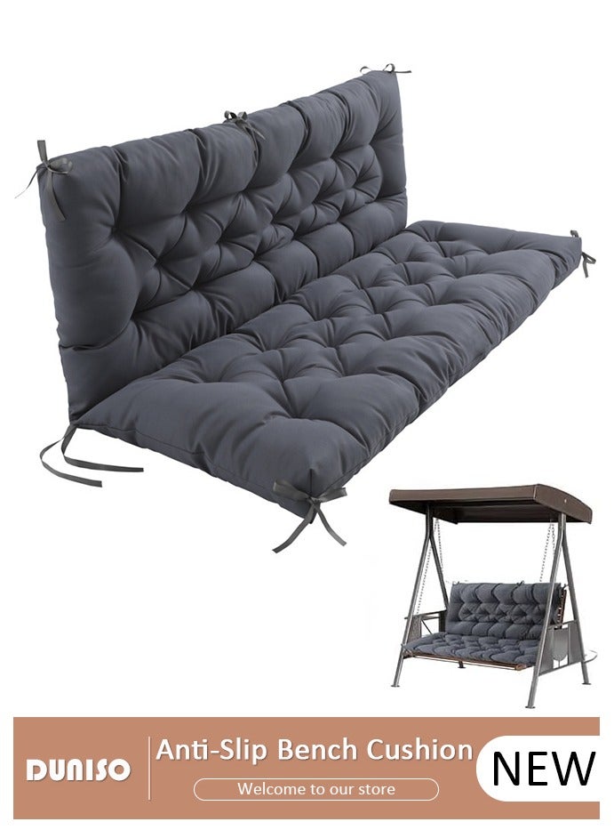 DUNISO وسادة مقعد خارجي، وسائد مقعد أرجوحة حديقة مع مسند ظهر، وسادة مقاومة للماء ومحمية من الشمس، بديل لمقعد الكرسي، وسادة بديلة للأثاث الخارجي 3 مقاعد - Image 1