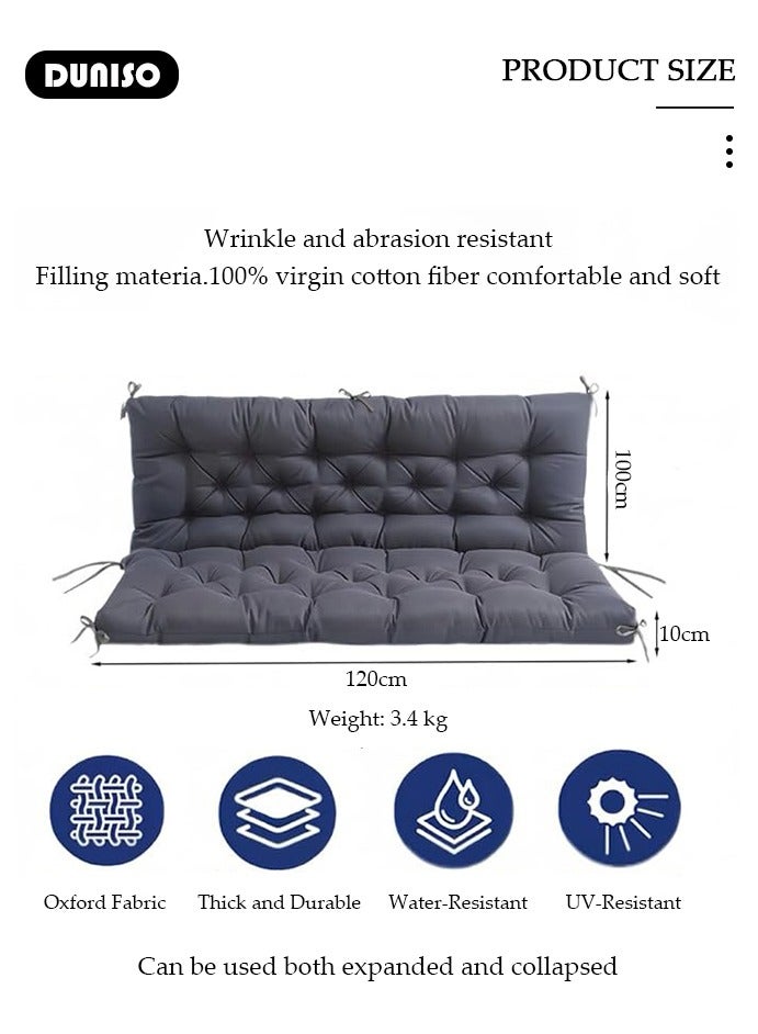 DUNISO وسادة مقعد خارجي، وسائد مقعد أرجوحة حديقة مع مسند ظهر، وسادة مقاومة للماء ومحمية من الشمس، بديل لمقعد الكرسي، وسادة بديلة للأثاث الخارجي 3 مقاعد - Image 2