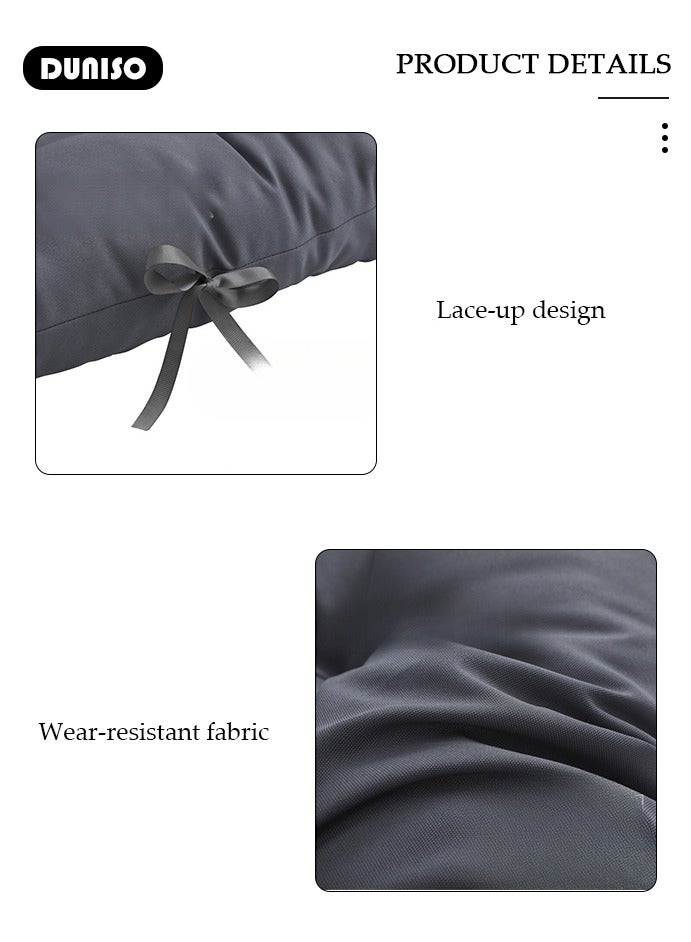 DUNISO وسادة مقعد خارجي، وسائد مقعد أرجوحة حديقة مع مسند ظهر، وسادة مقاومة للماء ومحمية من الشمس، بديل لمقعد الكرسي، وسادة بديلة للأثاث الخارجي 3 مقاعد - Image 3