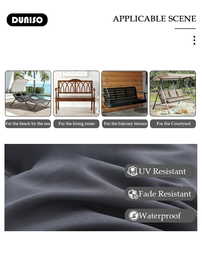 DUNISO وسادة مقعد خارجي، وسائد مقعد أرجوحة حديقة مع مسند ظهر، وسادة مقاومة للماء ومحمية من الشمس، بديل لمقعد الكرسي، وسادة بديلة للأثاث الخارجي 3 مقاعد - Image 4