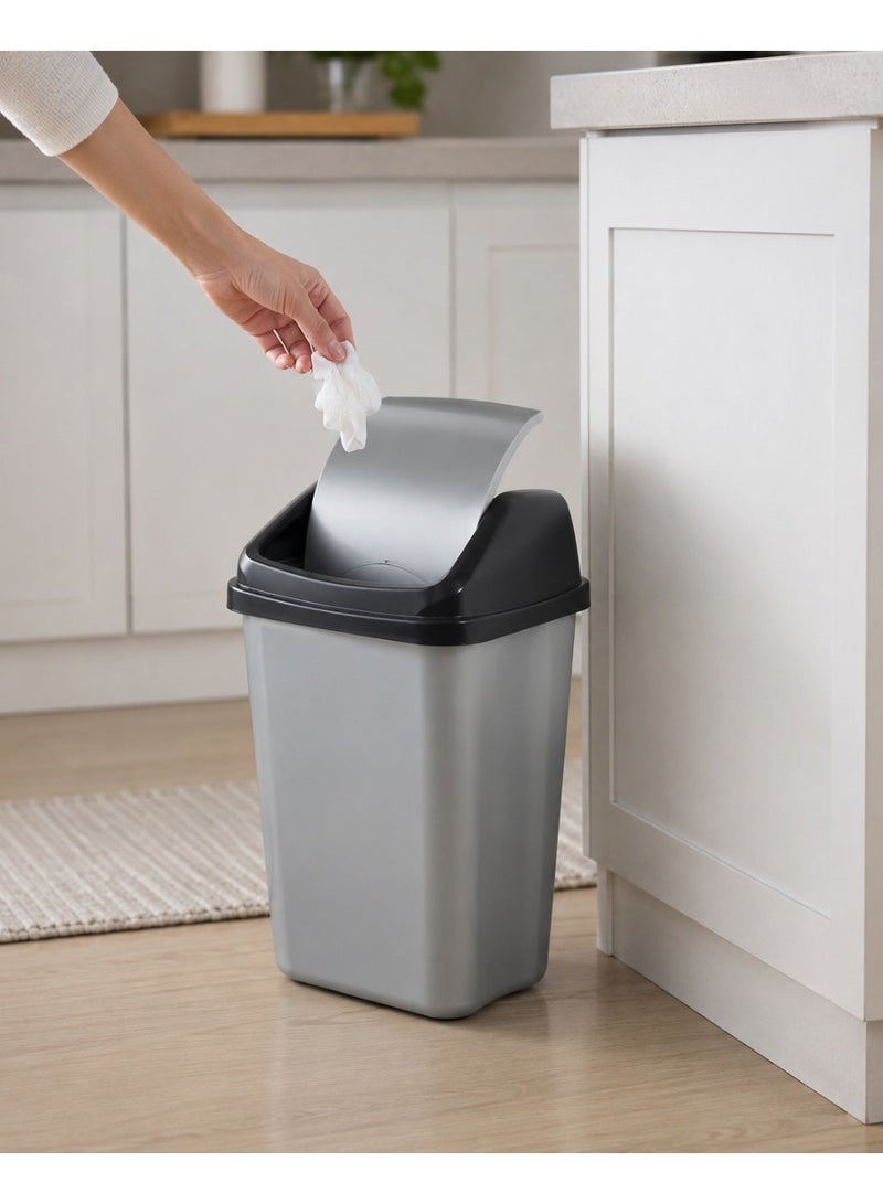 favilla Plastic basket with a touch-operated removable lid for easy daily use. Swing Bin – Code 701 – 20-liter capacity. Durable material, easy to clean. - Image 4
