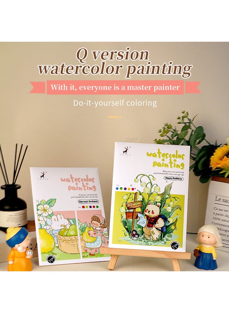 SYOSI Watercolor Painting Paper Set for Kids & Adults Beginners, Travel Pocket Watercolor Kit with Paints, Creative All in One Pocket Watercolor Painting Book, Line Sketch Watercolor Coloring Kit for Kids - Image 5