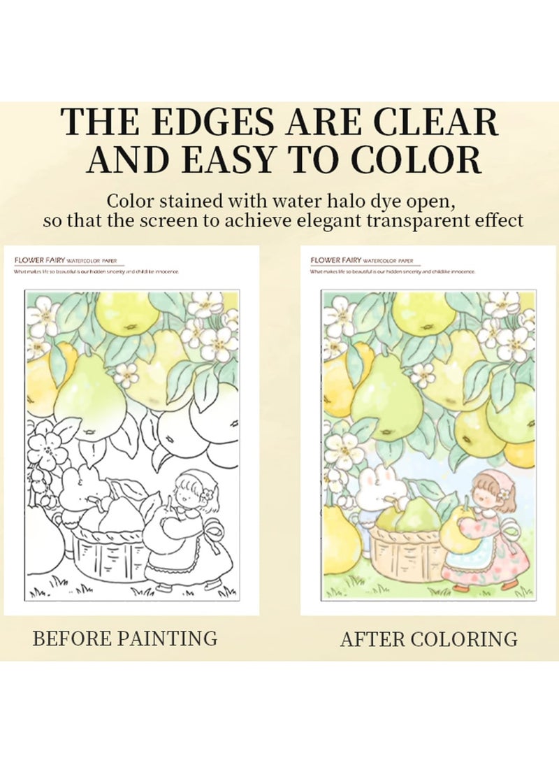 SYOSI Watercolor Painting Paper Set for Kids & Adults Beginners, Travel Pocket Watercolor Kit with Paints, Creative All in One Pocket Watercolor Painting Book, Line Sketch Watercolor Coloring Kit for Kids - Image 4