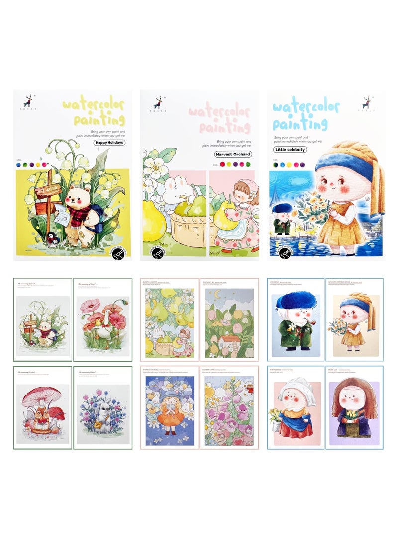 SYOSI Watercolor Painting Paper Set for Kids & Adults Beginners, Travel Pocket Watercolor Kit with Paints, Creative All in One Pocket Watercolor Painting Book, Line Sketch Watercolor Coloring Kit for Kids - Image 1