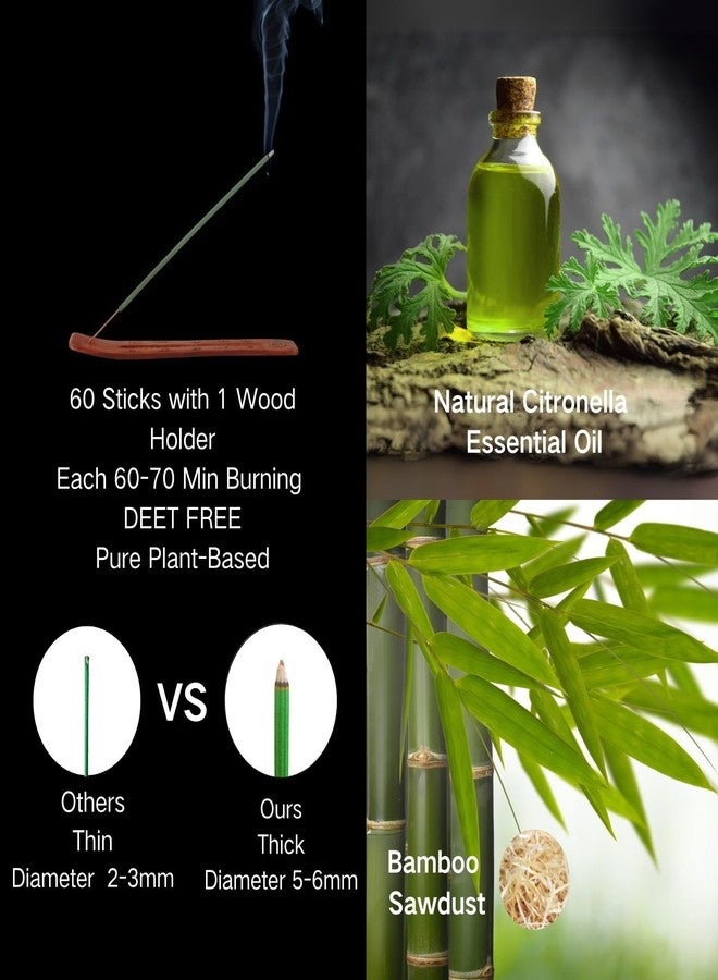 Genzers Outdoor Yard Citronella Incense Sticks with Holder,Patio Incense Rods for Outside,Long Burning Lemongrass Sticks Pack 60 Pcs,Smudge Sticks Citronella Incienso for Camping 70 Min Burning Each - Image 2