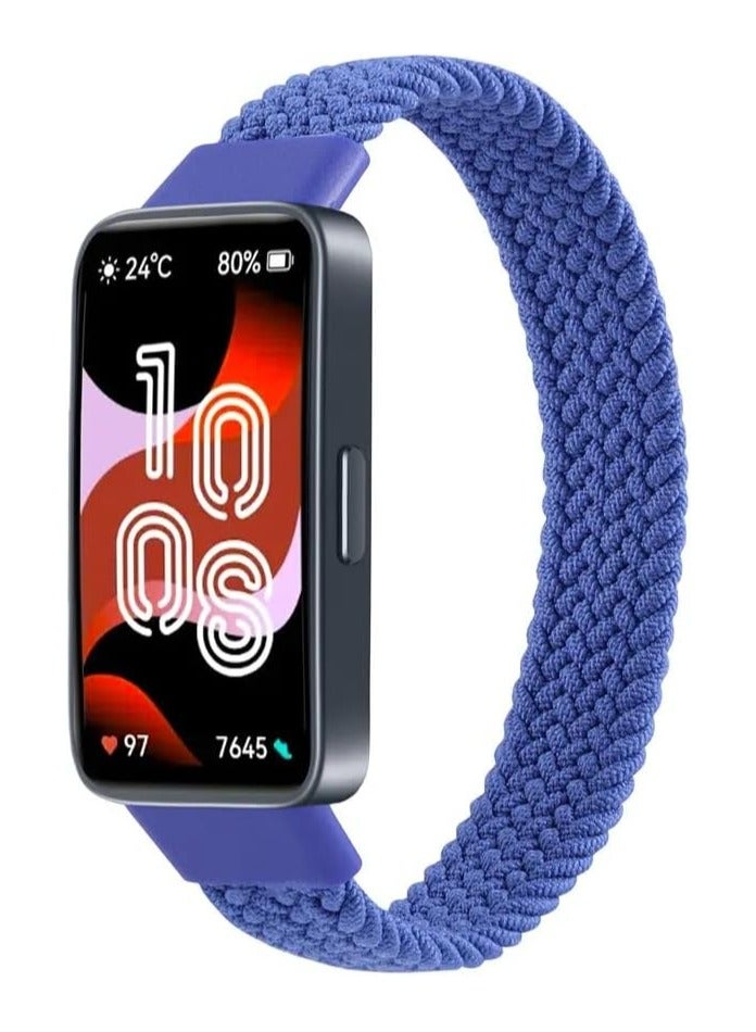 Braided Strap Compatible with for Huawei Band 9/8 Replacement Belt Watchband, Woven Nylon Elastic Huawei Band 8/9 Small Size (Blue) 