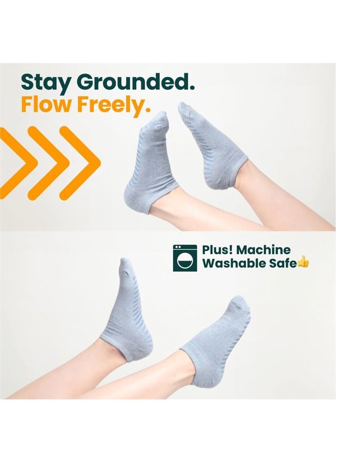 Gripjoy Pilates Socks with Grips for Women - Yoga Socks with Grippers for Women - Grippy Non Slip Hospital Socks - 3 Pairs, Green Blue Maroon, S-M - Image 4