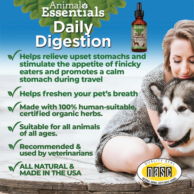 Animal Essentials Daily Digestion for Dogs & Cats - Digestive Support, Fresh Breath, Ginger Root, Fennel Seed Extract, Liquid Supplement - 1 Fl Oz - Image 2