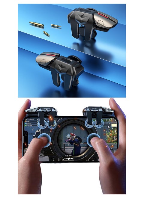 Professional Game Trigger 4 ons For Pubg Mobile Controller Now play with 6 Fingers (L2 R2 L1 R1) Ios Android Most Phones Ipads Metal on Support Cod Pubg Fortnite And Many Other Games