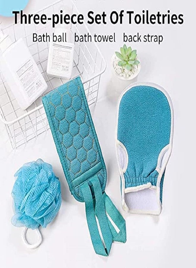 SHOPECOM Exfoliating Back Scrubber for Shower & Exfoliating Bath Glove & Shower Loofah Sponge Set, Long Bath Body Brush for Women Men, Back Scrubber for Deep Clean & Invigorate Skin - Image 2