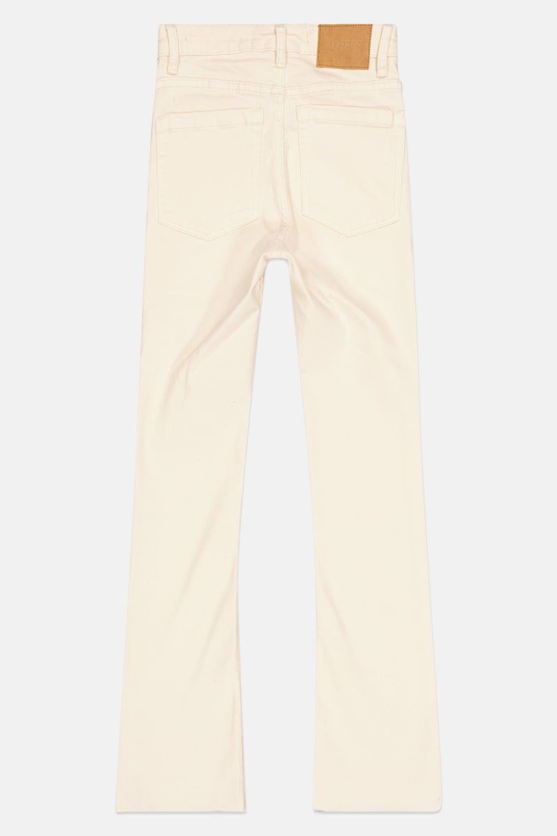 Bershka Women Regular Fit Plain No-Stretch Denim, Light Beige - Image 3