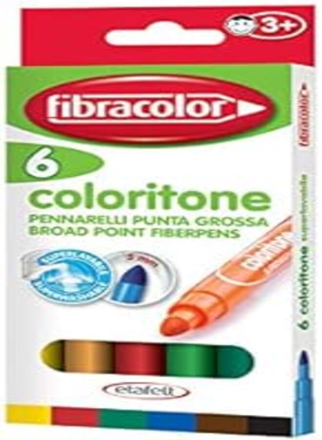 ETAFELT Fibracolor Coloritone Broad point fiber pen Pack of 6 Colors Super washable