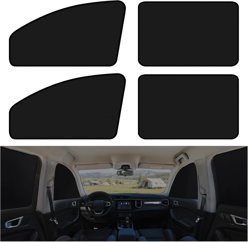 XCBYT Car Window Shades - Car Priavcy Curtains Window Shades for Car Baby 100% Sun Glare and UV Rays Interior Protection for Kids 4 Pcs Magnetic Retractable Foldable Auto Accessories, black - Image 1
