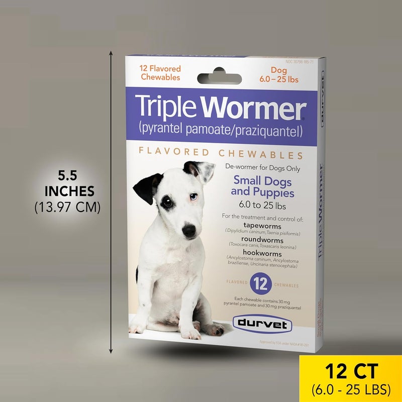 Durvet Triple Wormer Flavored Chewables for Small Dogs and Puppies - 12 Pack - Image 5