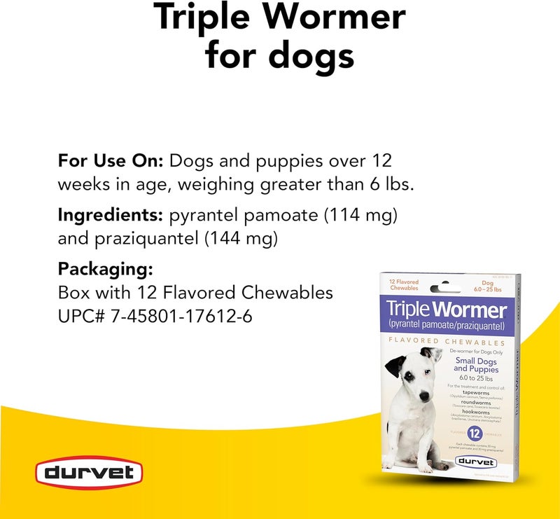 Durvet Triple Wormer Flavored Chewables for Small Dogs and Puppies - 12 Pack - Image 4