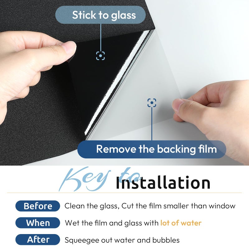 rabbitgoo Blackout Window Film, Sun Heat Blocking Privacy Cover for Glass, Removable Opaque Room Darkening Dark Black Out Window Covers Tint Shades for Home Day Sleep Light Blocker 17.5 x 78.7 Inches - Image 5