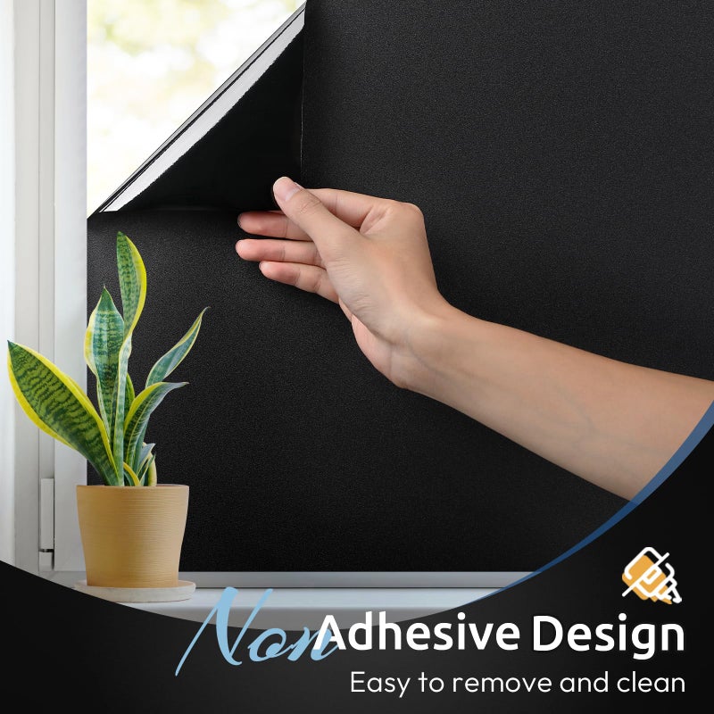 rabbitgoo Blackout Window Film, Sun Heat Blocking Privacy Cover for Glass, Removable Opaque Room Darkening Dark Black Out Window Covers Tint Shades for Home Day Sleep Light Blocker 17.5 x 78.7 Inches - Image 4