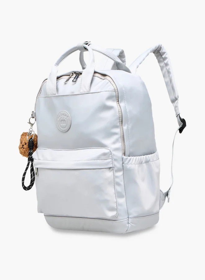 MISSY Women Logo Applique Backpack with Adjustable Strap and Zip Closure - 12x41x30 cm