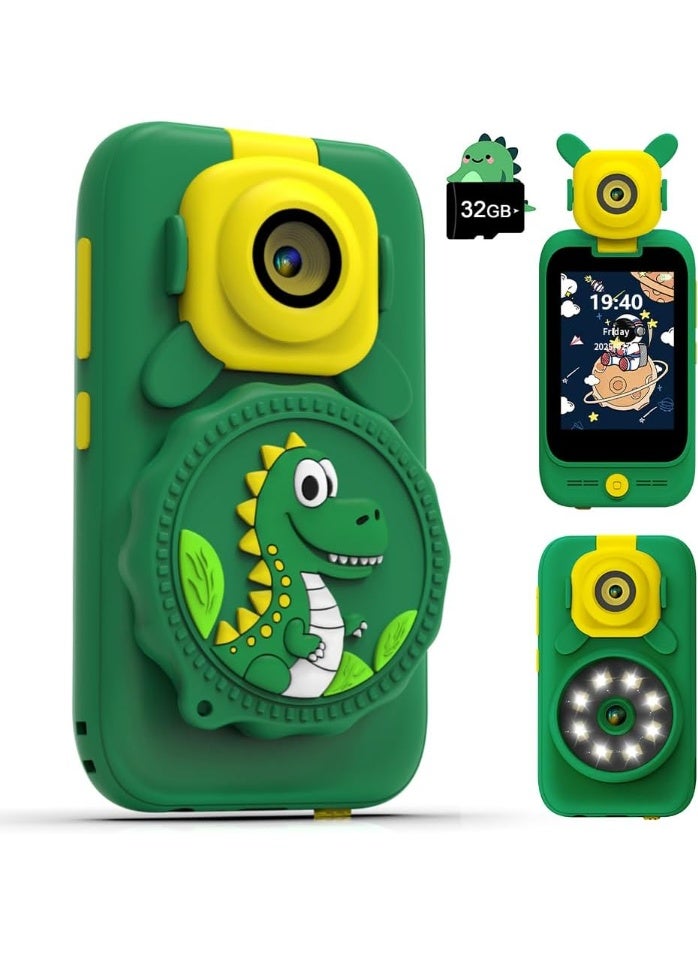 Kids Camera Smartphone with Microscope 1200X, 2.8” Touch Screen Toy Phone, Selfie & Video, MP3 Music Player, Flashlight, 32GB Card Included, Educational Learning Toy Gift for Boys Girls (Green) - Image 1