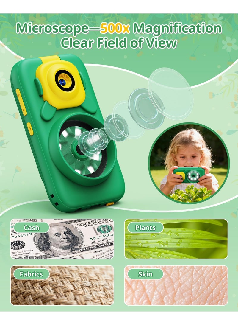 Kids Camera Smartphone with Microscope 1200X, 2.8” Touch Screen Toy Phone, Selfie & Video, MP3 Music Player, Flashlight, 32GB Card Included, Educational Learning Toy Gift for Boys Girls (Green) - Image 2