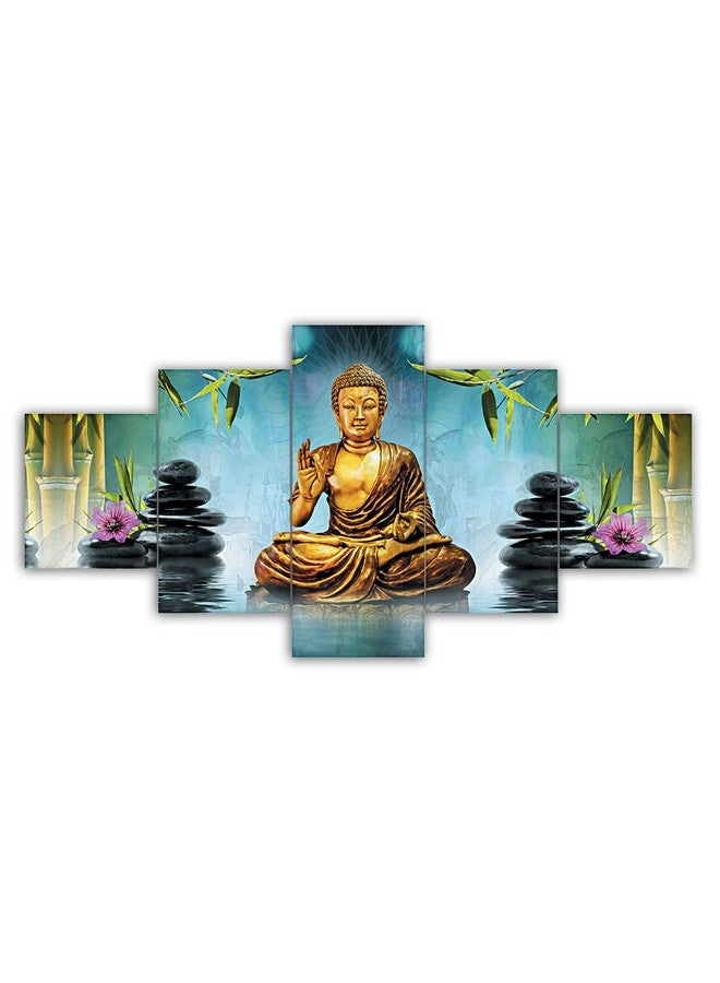 perpetual Buddha 3D Scenery Wall Painting Set of 5 | Painting For Wall Decoration | Large Framed Wall Decor for Living Room, Office (75 x 43 cm) K8Md - Wood - Image 3