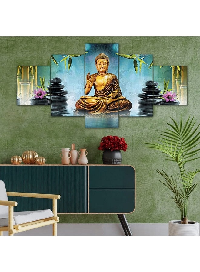perpetual Buddha 3D Scenery Wall Painting Set of 5 | Painting For Wall Decoration | Large Framed Wall Decor for Living Room, Office (75 x 43 cm) K8Md - Wood - Image 2