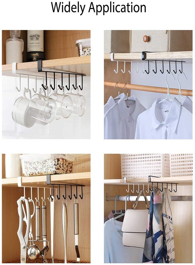 KolorFish Mug Hooks Under Cabinet Coffee Cups Storage Multifunction Nail Free Holder Shelf Chest Tie Scarf Hanger Rack (Pack of 2) White - Image 3