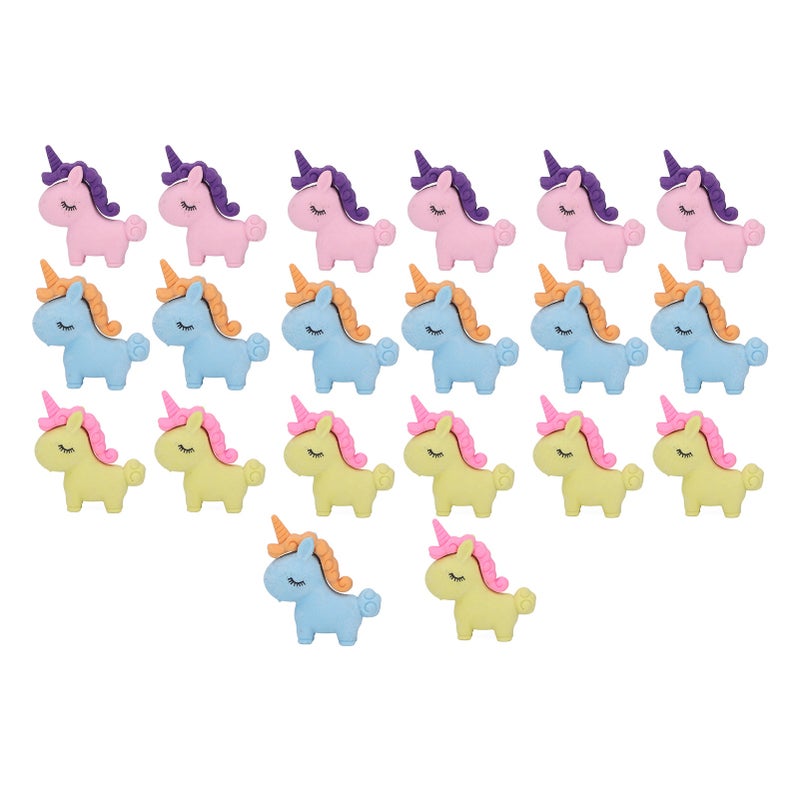 Cartoon Pencil Erasers 20 Pcs Latex-Free PTR Material Cute Animal Design - Colorful Portable Stationery for Kids School Home Party Favors - Image 1