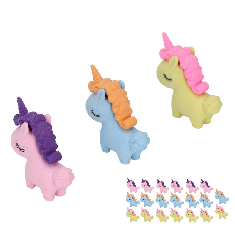 Cartoon Pencil Erasers 20 Pcs Latex-Free PTR Material Cute Animal Design - Colorful Portable Stationery for Kids School Home Party Favors - Image 2