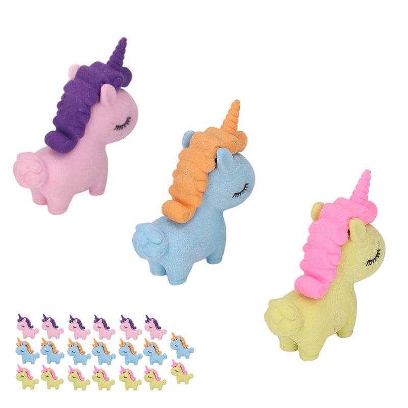 Cartoon Pencil Erasers 20 Pcs Latex-Free PTR Material Cute Animal Design - Colorful Portable Stationery for Kids School Home Party Favors - Image 3