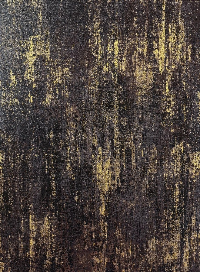 JiffDiff Vintage Metallic Peel and Stick Wallpaper Self Adhesive Industrial Metallic Concrete Wall Paper Modern Stick on Wallpaper Contact Paper(17.3" x 120" Black Gold) - Image 1