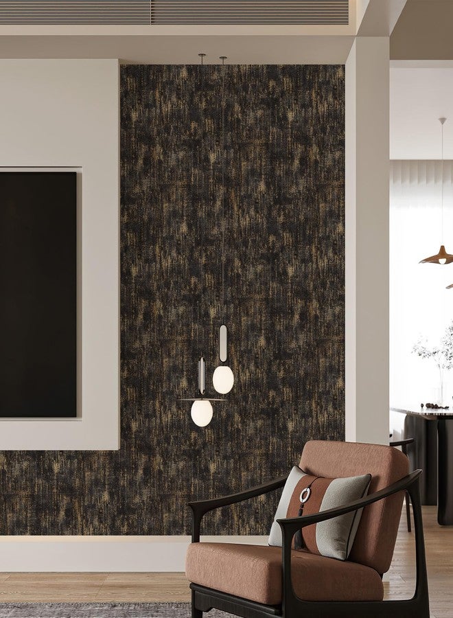 JiffDiff Vintage Metallic Peel and Stick Wallpaper Self Adhesive Industrial Metallic Concrete Wall Paper Modern Stick on Wallpaper Contact Paper(17.3" x 120" Black Gold) - Image 5