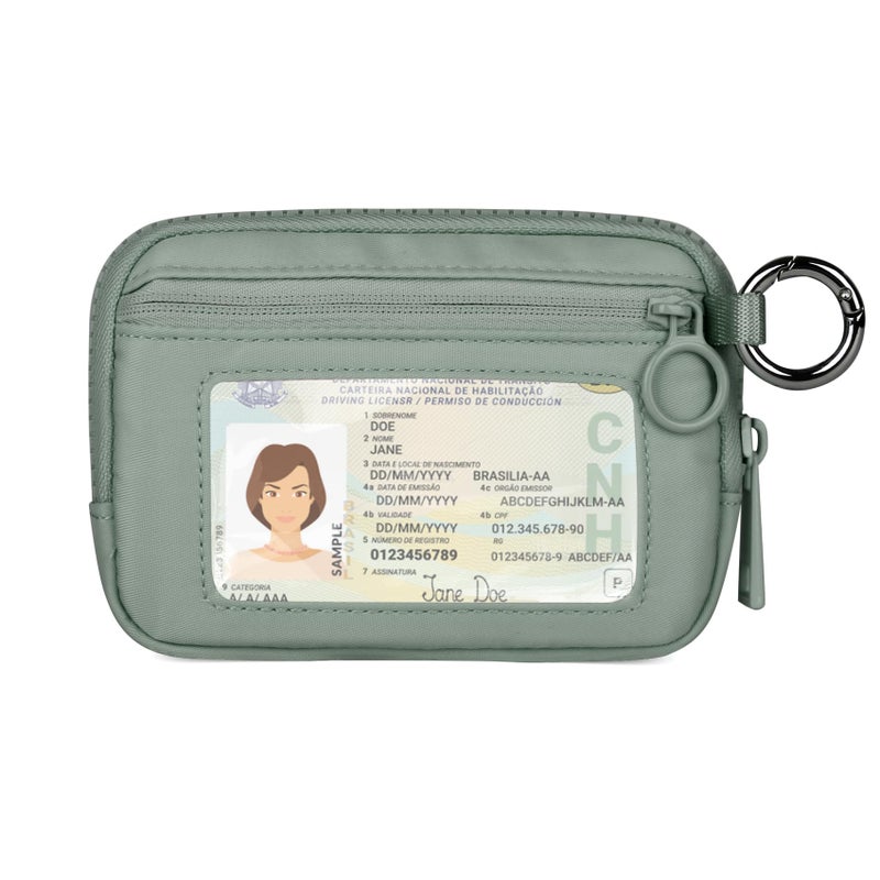 Didida The Iris Wallet Zip Card Case with ID Window Purses for Women Coin Purse with Zipper Mini Portable Keychain Wallet, Olive Green - Image 1