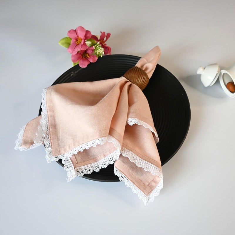 Fingercraft Dinning Cloth Cotton Cotton Blend 12 Pack Mitered Mitered with Lace Engant For Use Use Fackins تقلصت مسبقًا وامتصاصًا جيدًا (Pink 12in × 12 بوصة) - Image 3
