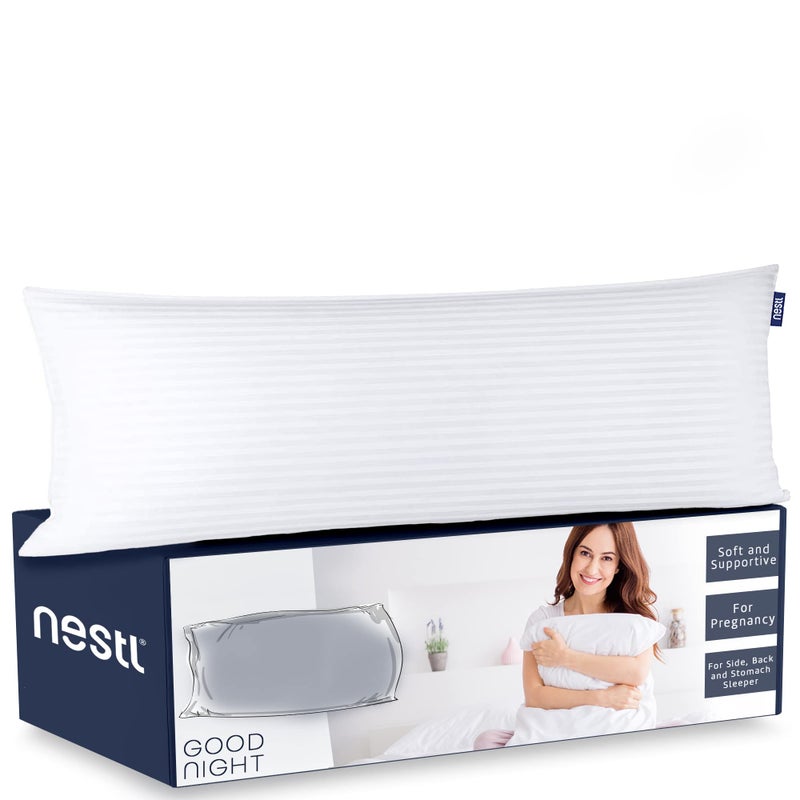 Nestl Body Pillow for Adults  Long Pillow for Bed Down Alternative Pregnancy Pillow  100 Cotton Pillow with Polyester Fiber Filling  Soft Pillow for Side Sleeper  20 x 54 Inches