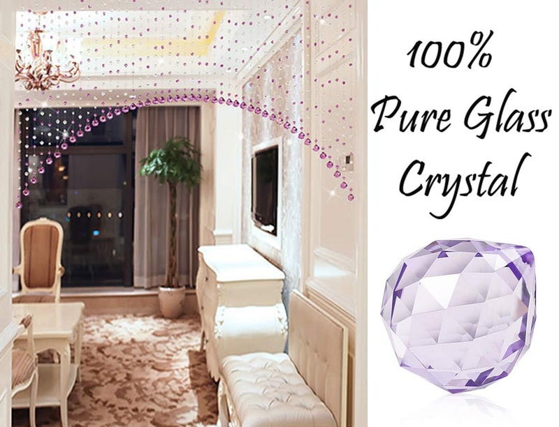 PINDIA 20 String Fancy Sparkling Arch Bead Hanging Curtain with Pure Glass Drops - Purple - Image 2