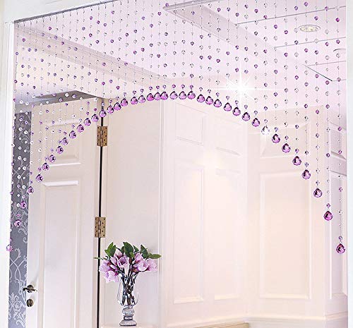 PINDIA 20 String Fancy Sparkling Arch Bead Hanging Curtain with Pure Glass Drops - Purple - Image 1