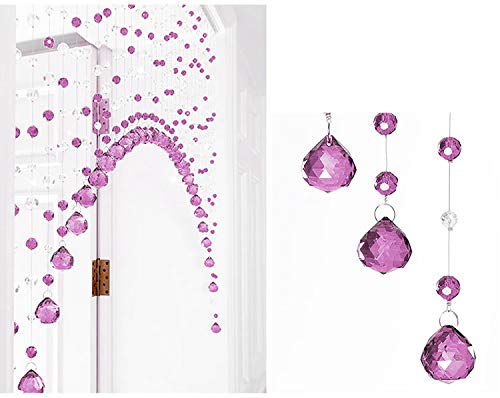 PINDIA 20 String Fancy Sparkling Arch Bead Hanging Curtain with Pure Glass Drops - Purple - Image 4