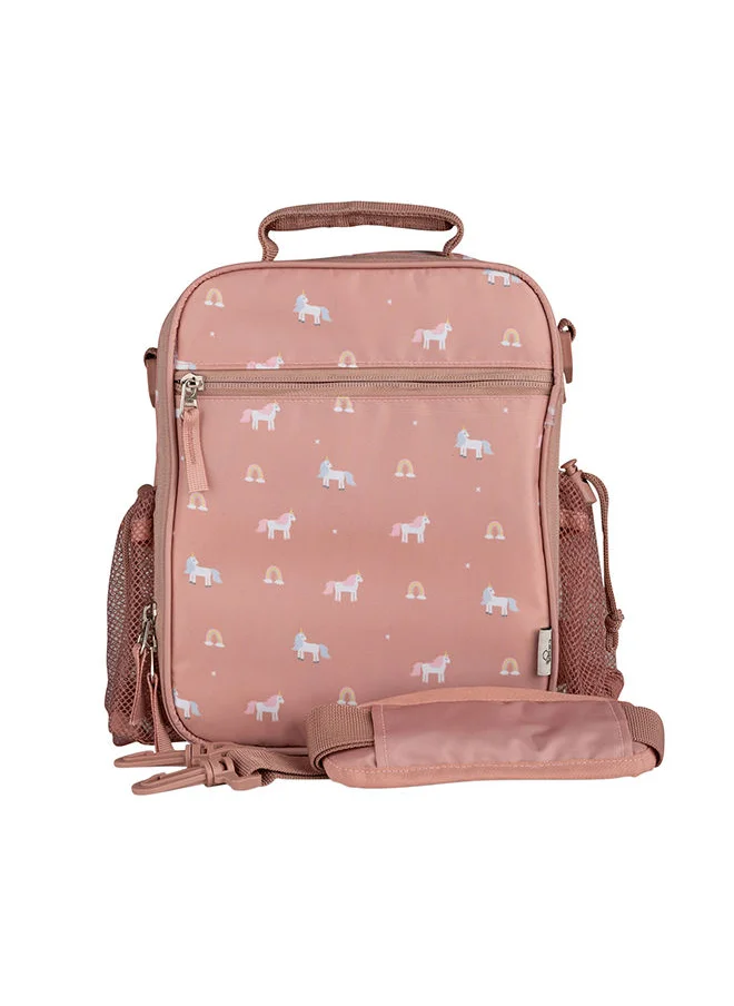 سترون Insulated Lunch Bag Backpack For Kids School, Non - Toxic Material, Reusable Lunch Bag Unicorn Blush Pink