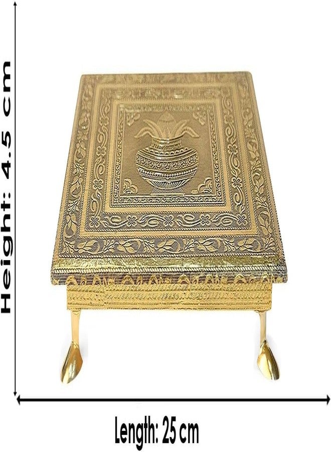 SATVIK STORE SATVIK 10x10 خشبي Kalash Chowki بتصميم Meenakari - ديكور Puja Chowki للماندر، ديكور احتفالي، طقوس الزفاف وهدايا الانتقال لمنزل جديد - Image 3