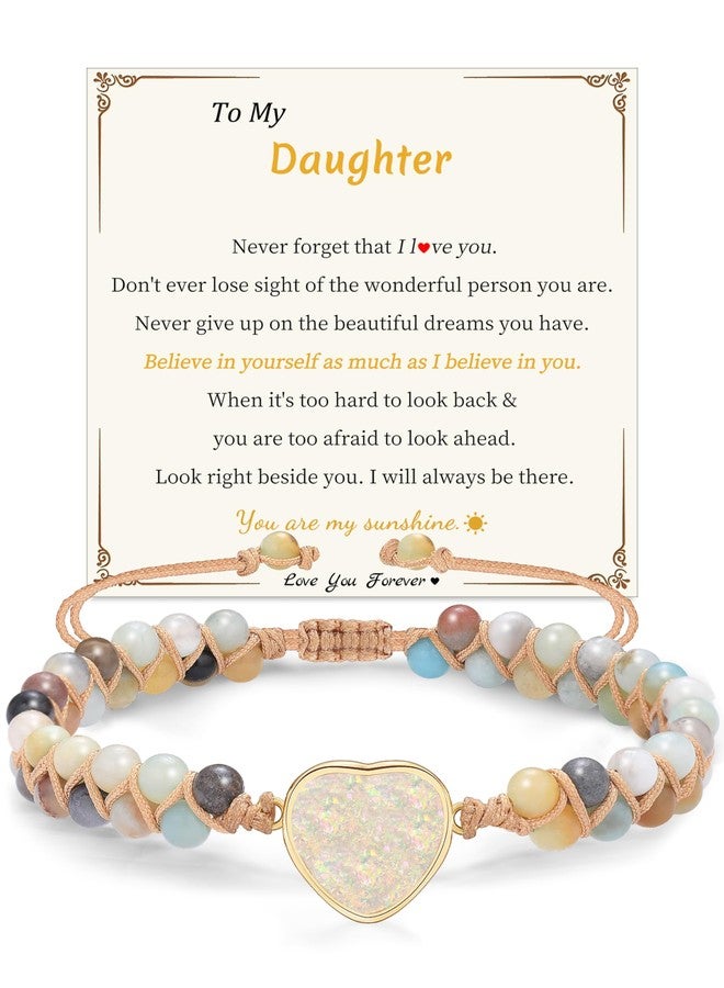 Sistble Gifts for Daughter, Daughter Gifts from Mom To My Daughter Bracelet Jasper Heart Bracelet Birthday Gift Ideas Back to School Christmas Stocking Stuffers for Women Jewelry - Image 1