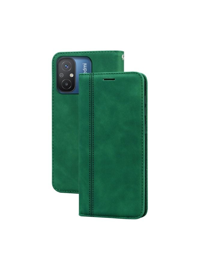 HuHa Case Cover For Xiaomi Redmi 12C/11A 4G Global/Poco C55 Frosted Business Magnetic Horizontal Flip PU Phone Case Green 