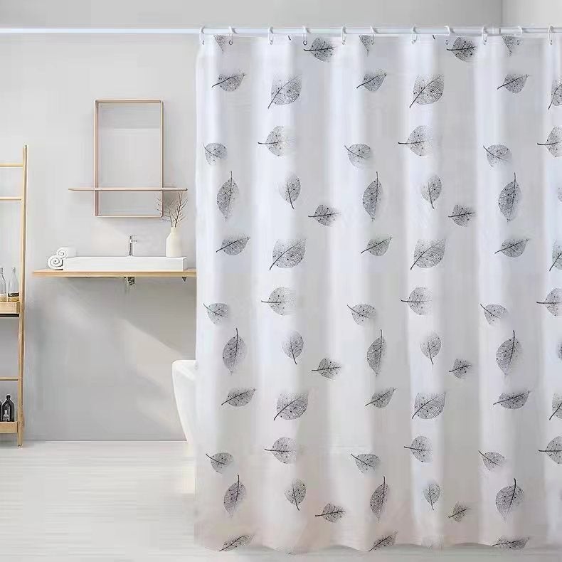 general PEVA Shower Curtain with Starfish Pattern, Waterproof Bathroom Partition with Hooks - Image 2