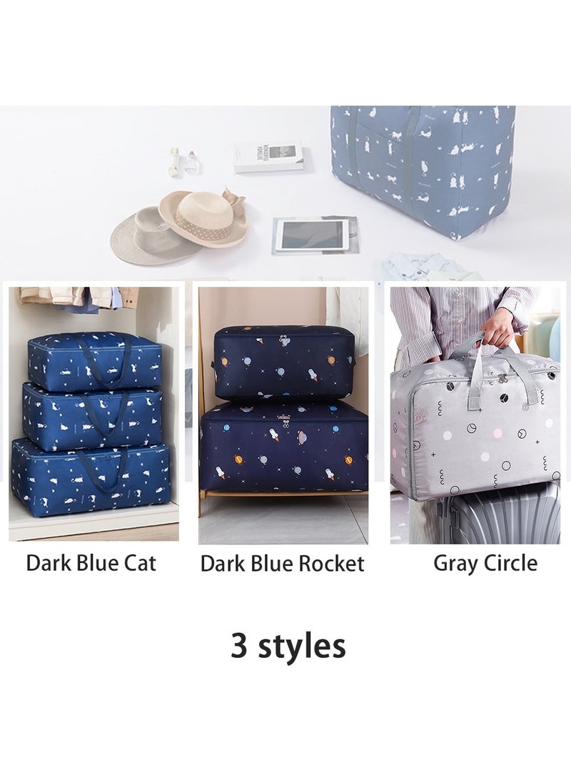 Generic Clothing Storage Bags with Handle and Zipper,Travel Moving Bags for Clothes Throw Pillows Quilts Moisture proof Luggage Bags, with Cute Cat Pattern  - Image 2