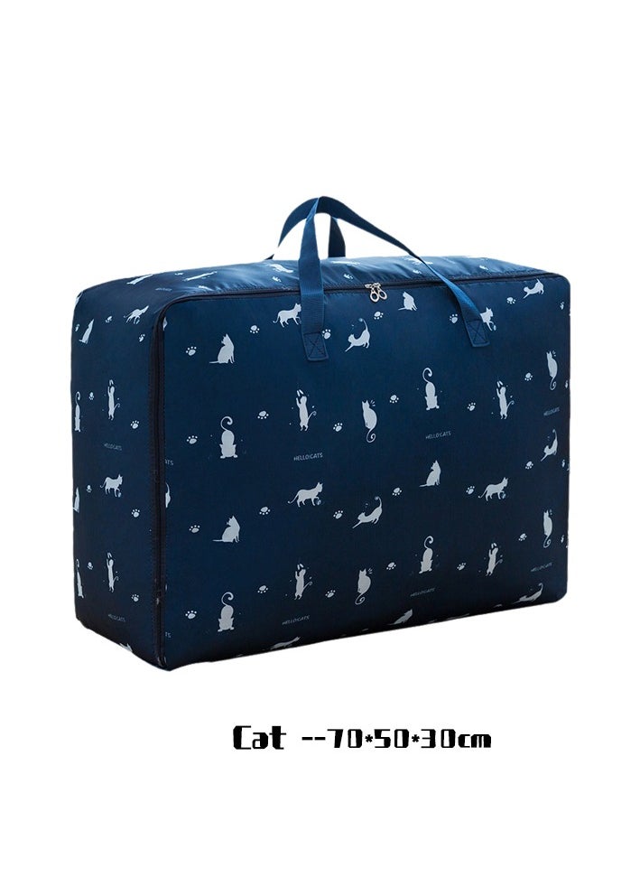 Generic Clothing Storage Bags with Handle and Zipper,Travel Moving Bags for Clothes Throw Pillows Quilts Moisture proof Luggage Bags, with Cute Cat Pattern  - Image 1