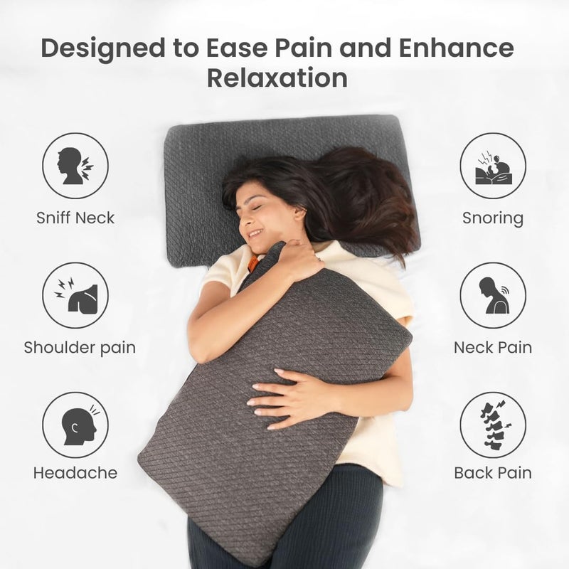 PLOSHE Ultra Thin Memory Foam Sleeping Pillow with Cover for Sleeping Orthopedic Cervical Bed Pillow for Neck Shoulder Pain Relief Grey 1575 x 25 x 25 inch - Image 4