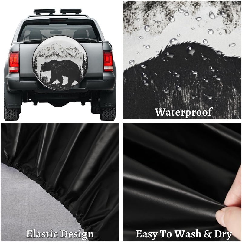 cfpolar Spare Tire Cover for RV Trailer,Animal Bear Mountain Waterproof Sun Leather Wheel Cover,Camper Spare Tire Covers Fit for Jeep Travel Trailer SUV Truck Accessories (16 in for Diameter 29” - 31”),F-3 - Image 4